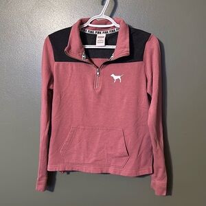 PINK quarter zip sweatshirt.